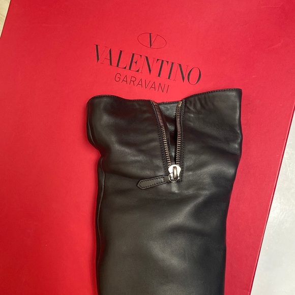 Valentino Thigh High Boots Garvani Over the Knee Black Zip Up Leather Stiletto - Picture 9 of 17